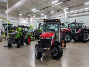 Show room with tractors during Keystone Farm Show 2025