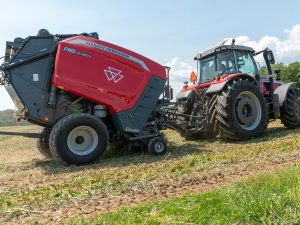 Massey Ferguson hay baler in the field